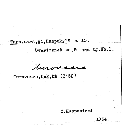 Bild på arkivkortet för arkivposten Turovaara