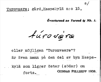 Bild på arkivkortet för arkivposten Turovaara