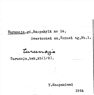 Bild på arkivkortet för arkivposten Turunoja