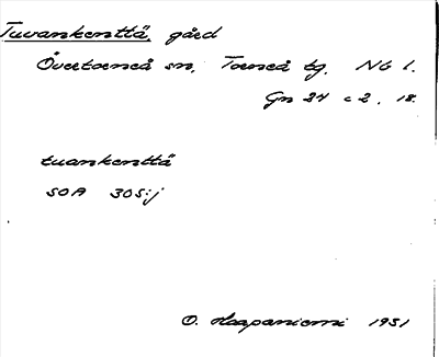 Bild på arkivkortet för arkivposten Tuuankenttä