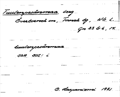 Bild på arkivkortet för arkivposten Tuulenpesänmaa