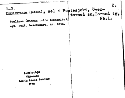 Bild på arkivkortet för arkivposten Tuulisuvanto