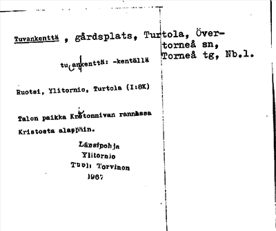 Bild på arkivkortet för arkivposten Tuvankenttä