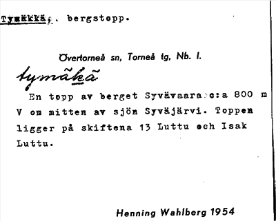 Bild på arkivkortet för arkivposten Tymäkkä