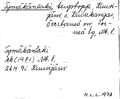 Bild på arkivkortet för arkivposten Tymäkänlaki