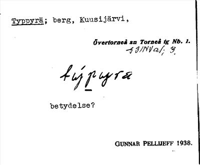 Bild på arkivkortet för arkivposten Typpyrä