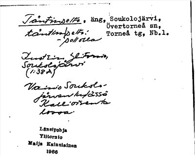 Bild på arkivkortet för arkivposten Täntinpelto