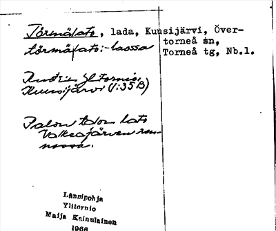 Bild på arkivkortet för arkivposten Törmälato