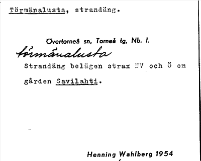 Bild på arkivkortet för arkivposten Törmänalusta