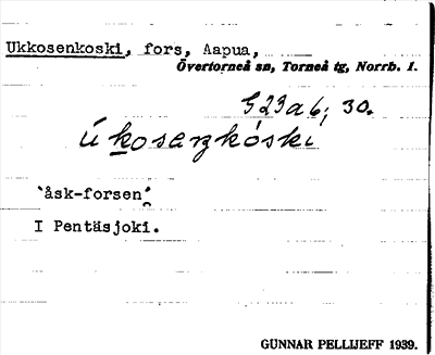 Bild på arkivkortet för arkivposten Ukkosenkoski