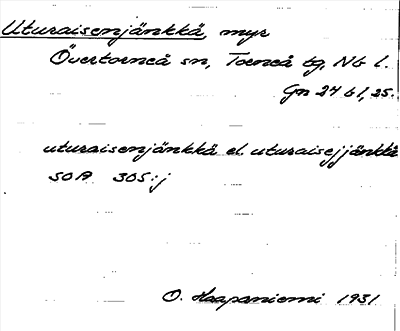 Bild på arkivkortet för arkivposten Uturaisenjänkkä