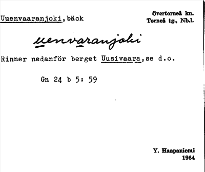 Bild på arkivkortet för arkivposten Uuenvaaranjoki