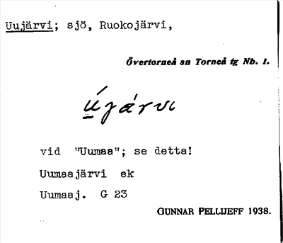 Bild på arkivkortet för arkivposten Uujärvi