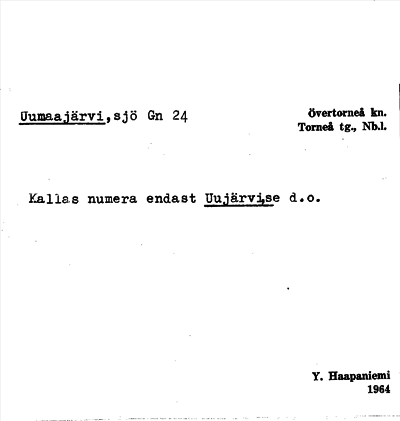 Bild på arkivkortet för arkivposten Uumaajärvi