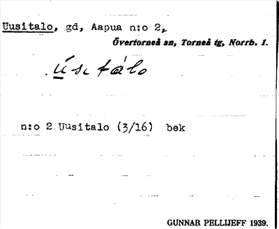Bild på arkivkortet för arkivposten Uusitalo