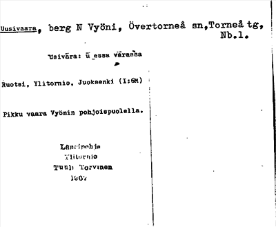 Bild på arkivkortet för arkivposten Uusivaara