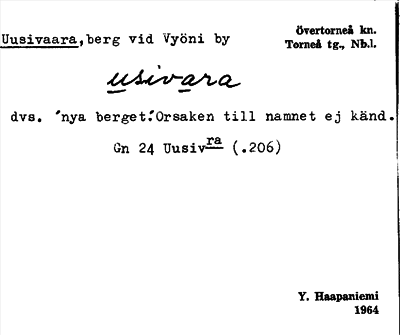 Bild på arkivkortet för arkivposten Uusivaara