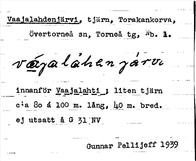 Bild på arkivkortet för arkivposten Vaajalahdenjärvi