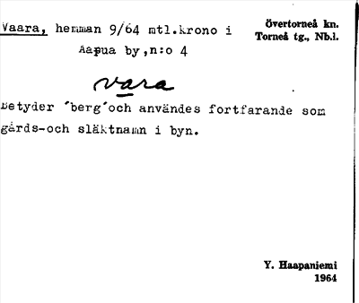Bild på arkivkortet för arkivposten Vaara