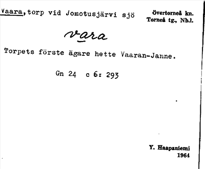 Bild på arkivkortet för arkivposten Vaara