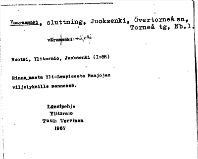 Bild på arkivkortet för arkivposten Vaaranmäki