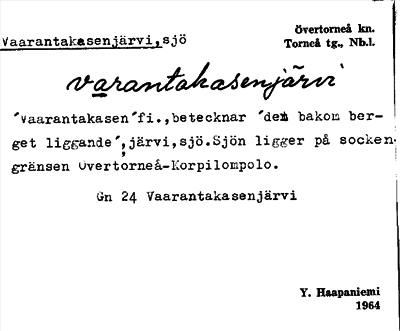 Bild på arkivkortet för arkivposten Vaarantakasenjärvi