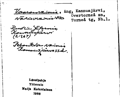 Bild på arkivkortet för arkivposten Vaaranvainio