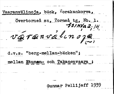 Bild på arkivkortet för arkivposten Vaaranvälinoja