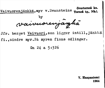 Bild på arkivkortet för arkivposten Vaivuorenjänkkä