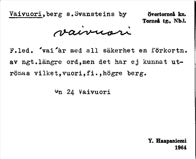 Bild på arkivkortet för arkivposten Vaivuori
