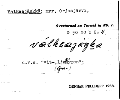 Bild på arkivkortet för arkivposten Valkeajänkkä
