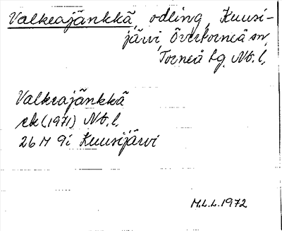 Bild på arkivkortet för arkivposten Valkeajänkkä