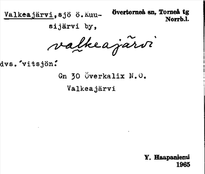 Bild på arkivkortet för arkivposten Valkeajärvi