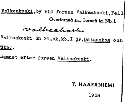 Bild på arkivkortet för arkivposten Valkeakoski
