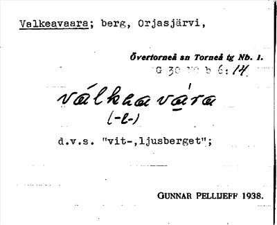 Bild på arkivkortet för arkivposten Valkeavaara