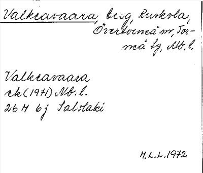 Bild på arkivkortet för arkivposten Valkeavaara