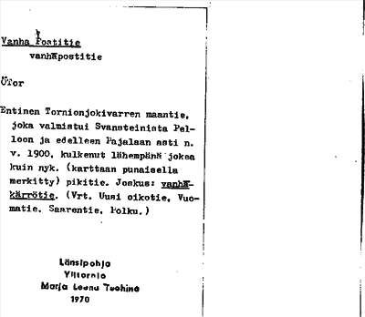 Bild på arkivkortet för arkivposten Vanha Postitie