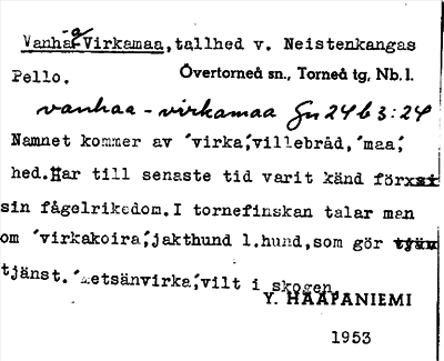 Bild på arkivkortet för arkivposten Vanhaa-Virkamaa