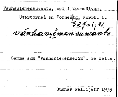 Bild på arkivkortet för arkivposten Vanhaniemensuvanto