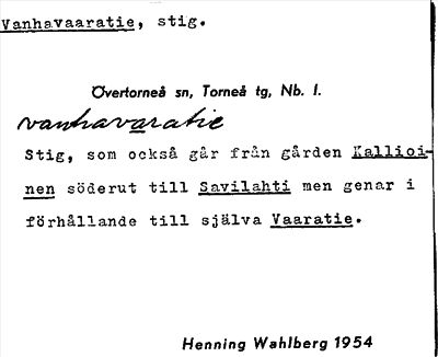Bild på arkivkortet för arkivposten Vanhavaaratie