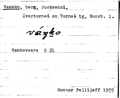 Bild på arkivkortet för arkivposten Vankko