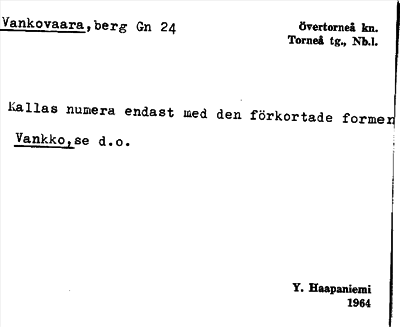 Bild på arkivkortet för arkivposten Vankovaara