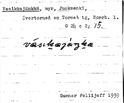 Bild på arkivkortet för arkivposten Vasikkajänkkä