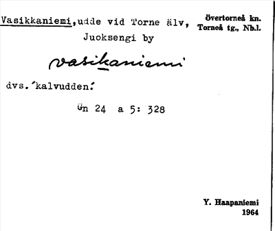 Bild på arkivkortet för arkivposten Vasikkaniemi