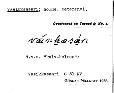 Bild på arkivkortet för arkivposten Vasikkasaari