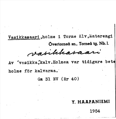 Bild på arkivkortet för arkivposten Vasikkasaari