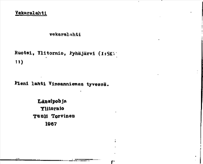 Bild på arkivkortet för arkivposten Vekaralahti