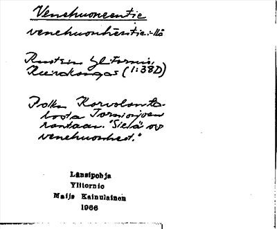 Bild på arkivkortet för arkivposten Venehuoneentie
