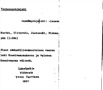 Bild på arkivkortet för arkivposten Venheenpohjalaki