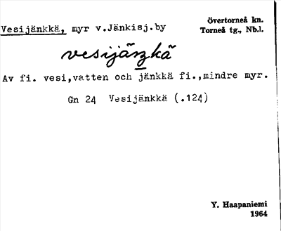 Bild på arkivkortet för arkivposten Vesijänkkä